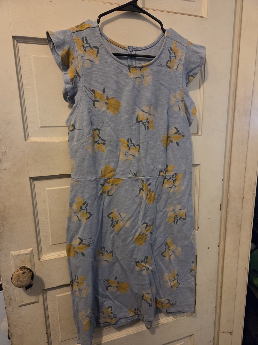 dip Light Blue Floral Midi Dress with Yellow Accents